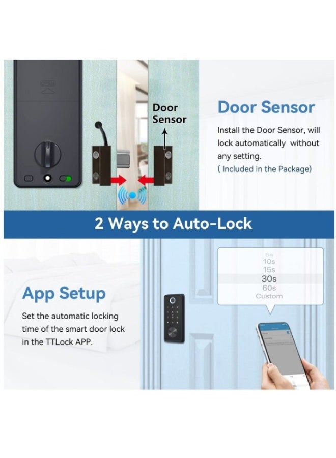 OPEN Smart Electronic Door Lock Deadbolt with Fingerprint, Tuya App, Wi-Fi, Keypad & Mechanical Key – Keyless Entry Digital Lock for Home, Office & Airbnb , Black - Image 3