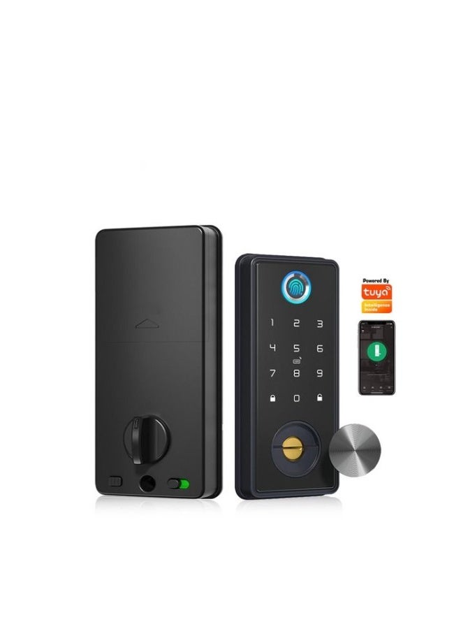 OPEN Smart Electronic Door Lock Deadbolt with Fingerprint, Tuya App, Wi-Fi, Keypad & Mechanical Key – Keyless Entry Digital Lock for Home, Office & Airbnb , Black - Image 1