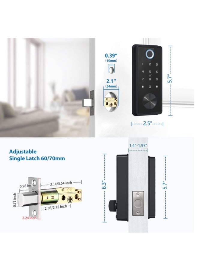 OPEN Smart Electronic Door Lock Deadbolt with Fingerprint, Tuya App, Wi-Fi, Keypad & Mechanical Key – Keyless Entry Digital Lock for Home, Office & Airbnb , Black - Image 2