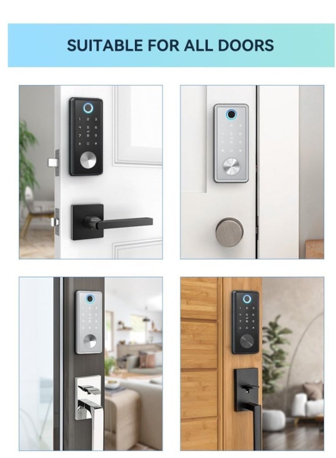 OPEN Smart Electronic Door Lock Deadbolt with Fingerprint, Tuya App, Wi-Fi, Keypad & Mechanical Key – Keyless Entry Digital Lock for Home, Office & Airbnb , Black - Image 5