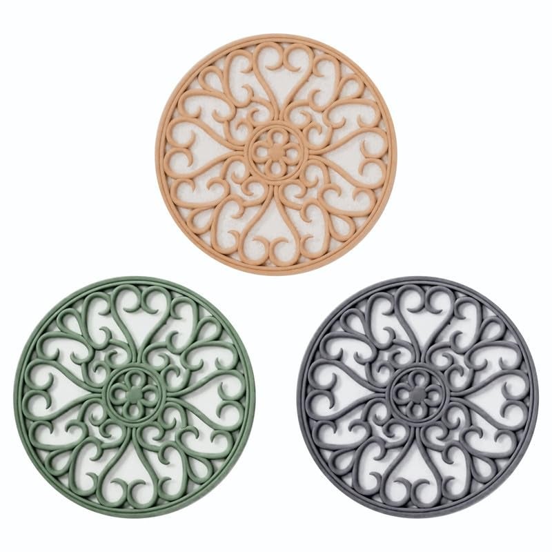 Puno Silicone Trivets, Trivets for Hot Pots and Pans, Heat Resistant Non Slip Hot Pads for Kitchen, Pot Holders, Teapot Coaster, Trivets for Hot Dishes.(Pack of 3 Pieces) - Image 1