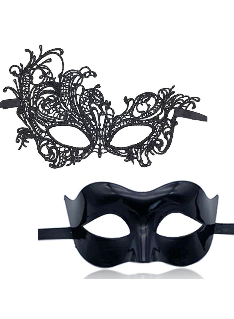 2 Pieces  Masquerade Masks Mysterious Face Venetian Eyemask for Carnival Party Costume Ball, - Image 1