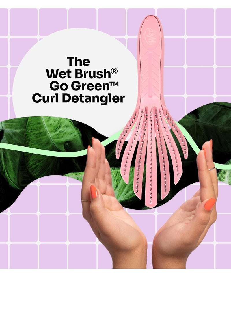 Wet Brush Wet Brush Go Green Curl Detangler Hair Brush- Pale Pink -Ultra-Soft IntelliFlex Detangling Bristles Glide Through Tangles with Ease - Great For Curly Hair-No Split Ends & Pain-Free for Wet or Dry Hair - Image 3