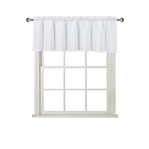 Home Queen Waffle Curtain Valance Window Treatment for Kitchen Bathroom Window, Straight Window Valance, Set of 1, 60 X 16 Inch, Solid White - Image 1