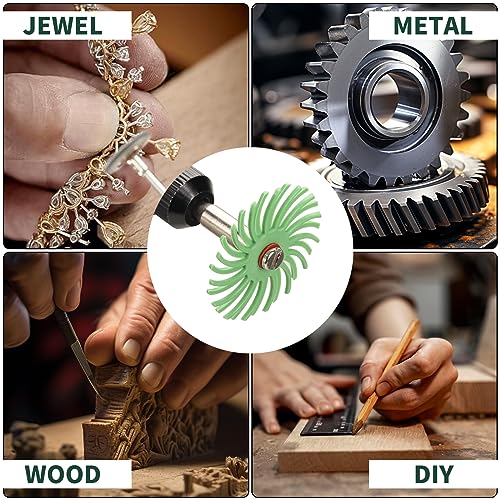 SI FANG 76Pcs 1 Inch Mini Radial Bristle Disc Mix Kit with 2.35mm/3mm Mandrels for Rotary Tools Accessories Cleaning Deburring Sanding, Grit 80/120/220/400/600/1000/2500 Abrasive Buffing Wheel Polishing Bits - Image 5