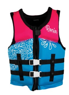 RONIX Ronix August - Girl's CGA Life Vest - Sky Blue / Pink / Purple - Yth (50-90lbs)  - Image 1