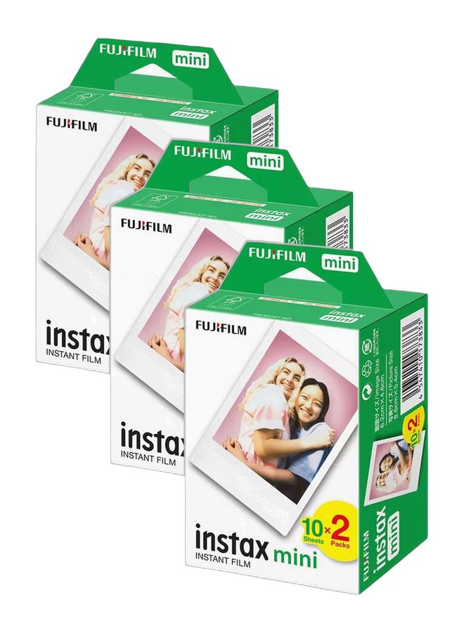 Fujifilm Instax Mini Instant Film – 20 Sheets x 3 Pack (60 Sheets) White - Value Pack - Image 1