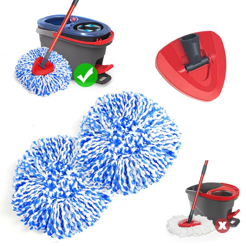 NEWE Mop Heads Replacements 2 Pack with Triangle Base for O-Cedar RinseClean 2 Tank System, Microfiber Spin Mops Replace Refills for Deep Cleaning All Floors - Image 1