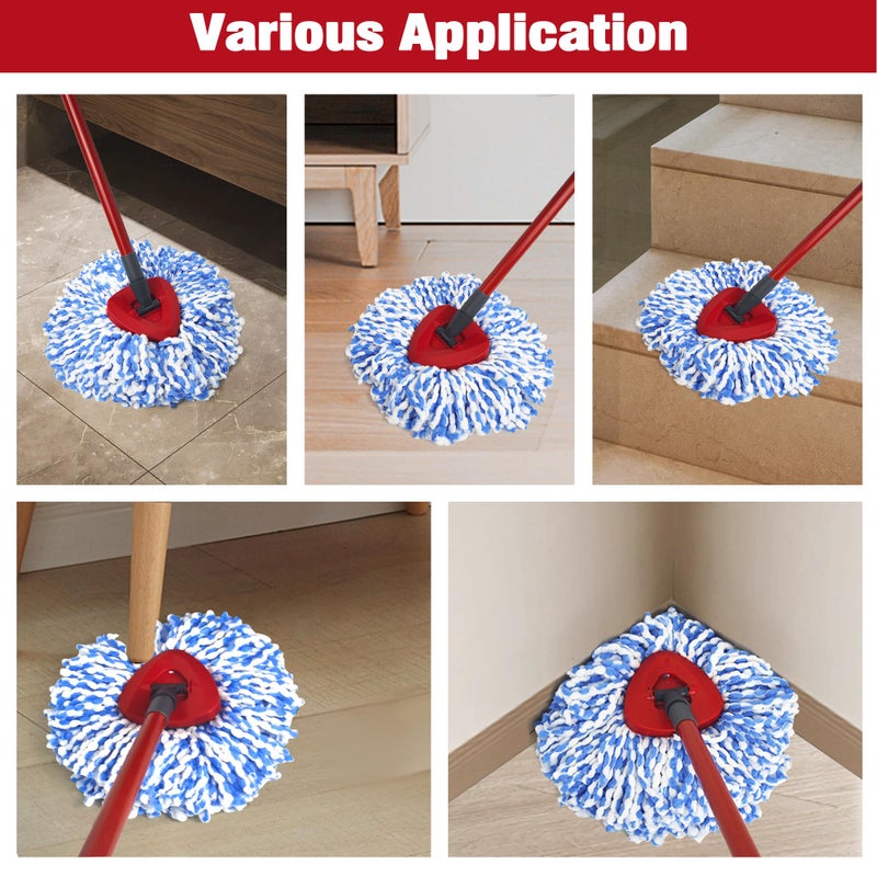 NEWE Mop Heads Replacements 2 Pack with Triangle Base for O-Cedar RinseClean 2 Tank System, Microfiber Spin Mops Replace Refills for Deep Cleaning All Floors - Image 3