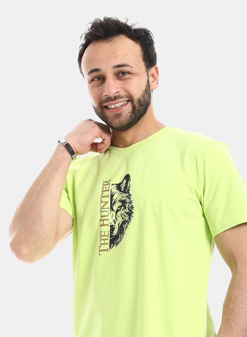 Andora بيجامة قطنية بأكمام قصيرة مع مجموعة قصيرة - ليمون وبني - Image 4