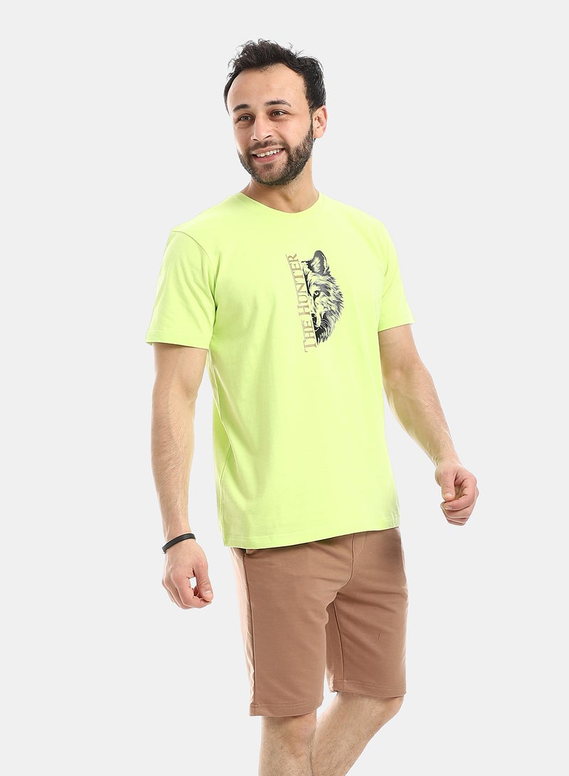 Andora بيجامة قطنية بأكمام قصيرة مع مجموعة قصيرة - ليمون وبني - Image 2