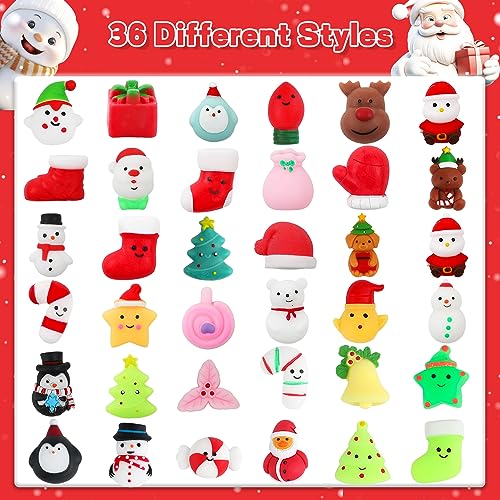 LOKIPA 36PCS Christmas Mochi Squishy Toys Christmas Squishies for Kids Goody Bag Filler Stocking Stuffers Gifts - Image 5