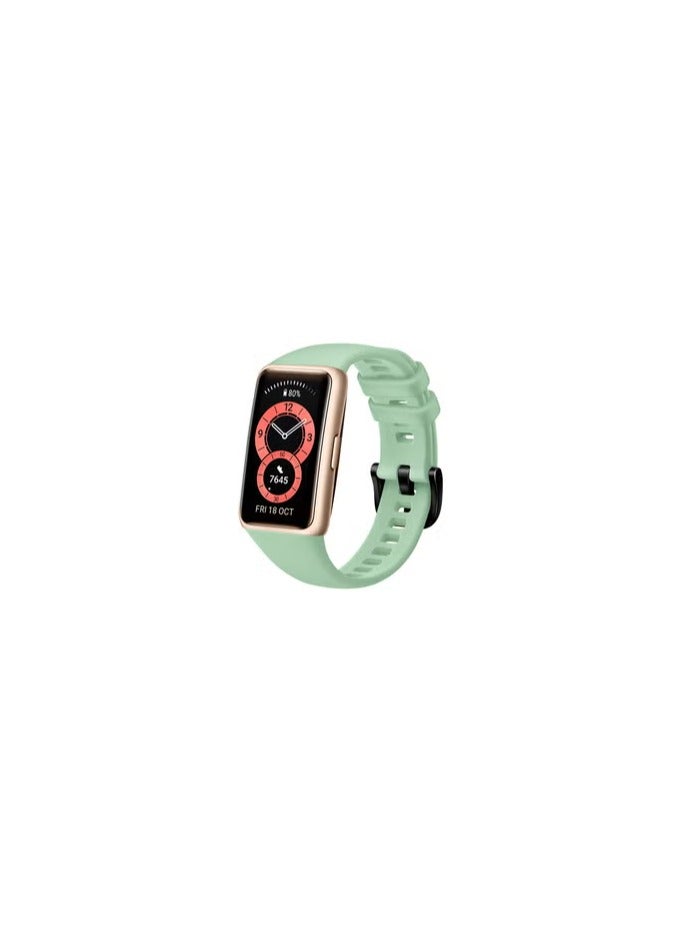 CATANES Huawei Band 6 / Honor Band 6 Fitness Tracker Replacement Silicone Band Adjustable Waterproof Smart Watch Strap with Buckle Mint Green - Image 2