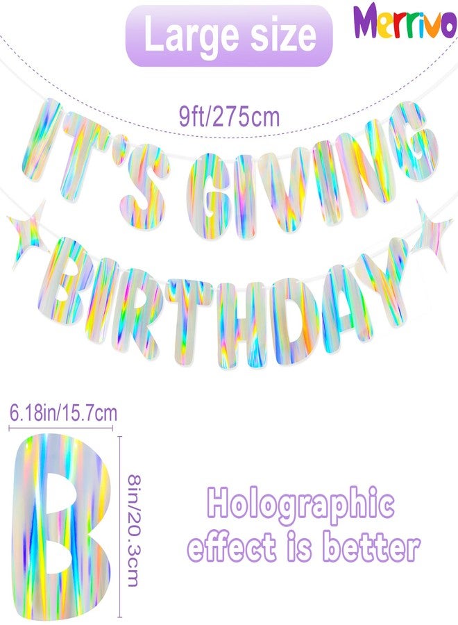 Merrivo It's Giving Birthday Banner, Iridescent Birthday Sign, Backdrop for Girl - Image 2