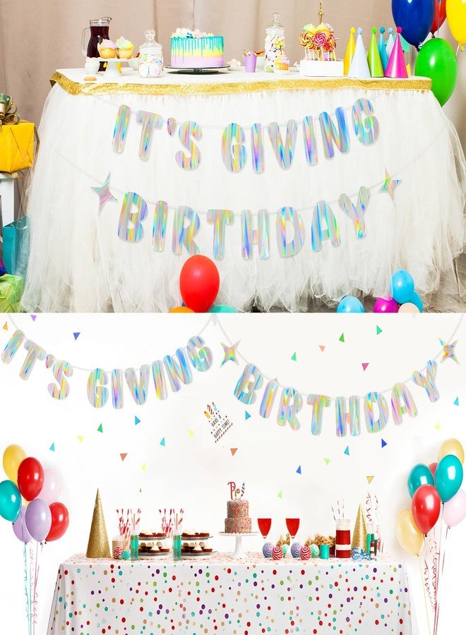 Merrivo It's Giving Birthday Banner, Iridescent Birthday Sign, Backdrop for Girl - Image 5