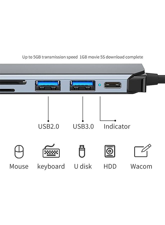 6 in 1 Multiport Dock USB 3.0 C Hub Adapter, Ethernet HDMI 4K/SD/TF Card Reader, PD Charging Port Compatible with MacBook Pro/Air and Type C Windows Laptop ﻿ - Image 4