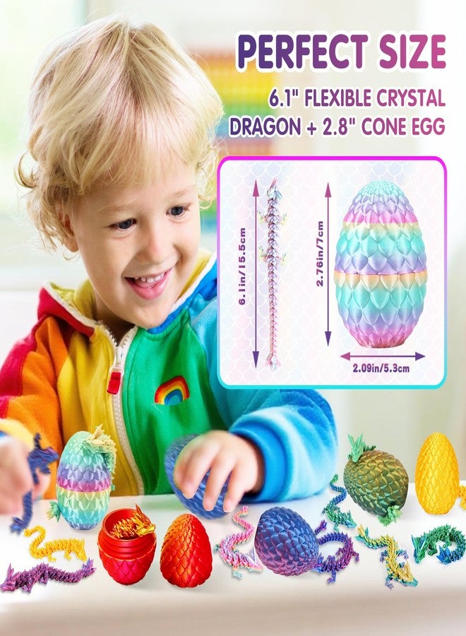 Apear1 16 Pcs 3D Printed Dragon Eggs with Dragon Inside, Mini Dragon Egg Fidget Toy 3D Articulated Crystal Dragon Eggs, Easter Basket Stuffers 3D Printed Easter Eggs Animals Toy Set (16 Pcs) - Image 4