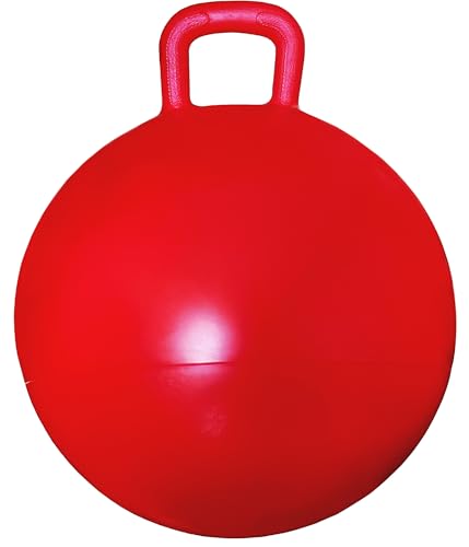 AppleRound Hippity Hoppity Jumping Ball with Pump Bouncy Ball with Handle 20in50cm Diameter for Age 710 Kangaroo Bouncer Space Hopper with Handle for Children Plain Color Red - Image 1