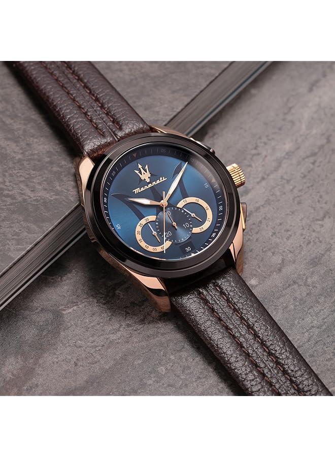 Maserati Men Traguardo Quartz Stainless Steel And Leather Fashion Watch Color Brown Model R8871612024 - Image 5