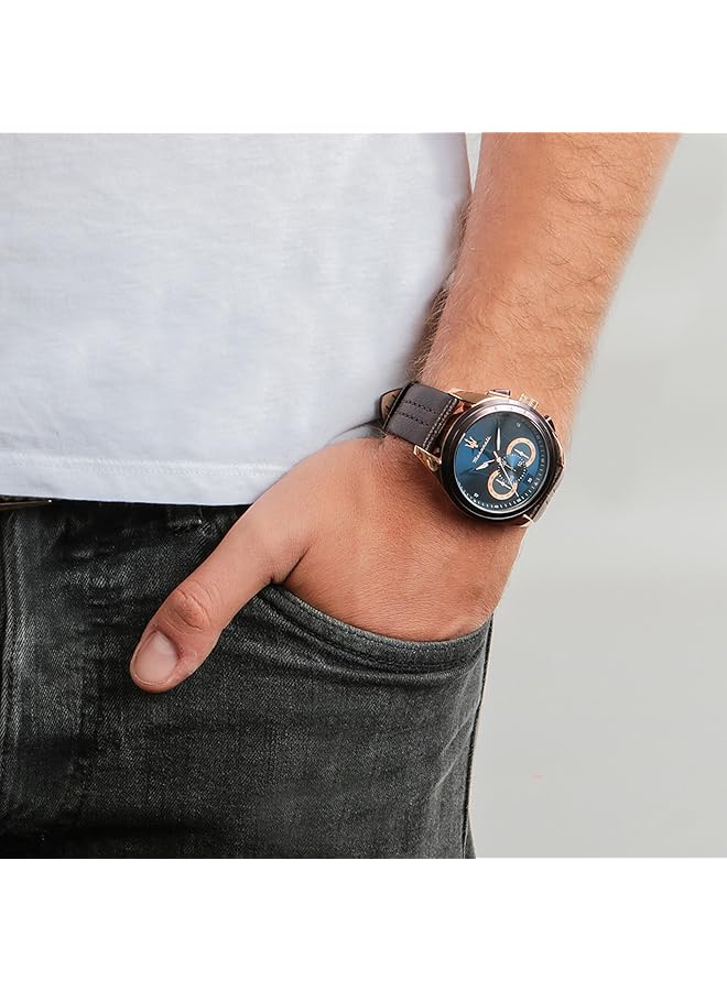 Maserati Men Traguardo Quartz Stainless Steel And Leather Fashion Watch Color Brown Model R8871612024 - Image 3