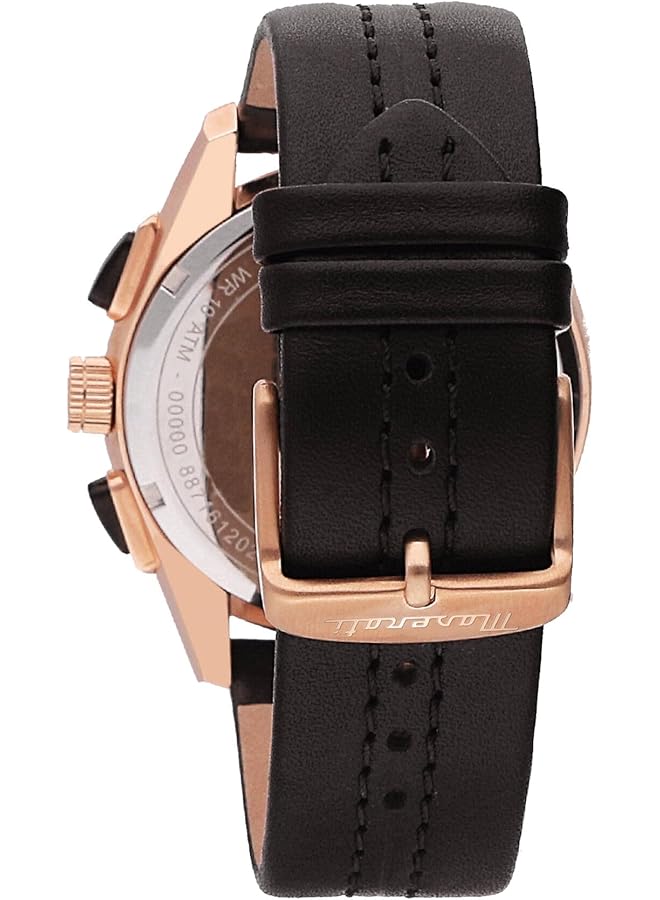 Maserati Men Traguardo Quartz Stainless Steel And Leather Fashion Watch Color Brown Model R8871612024 - Image 2