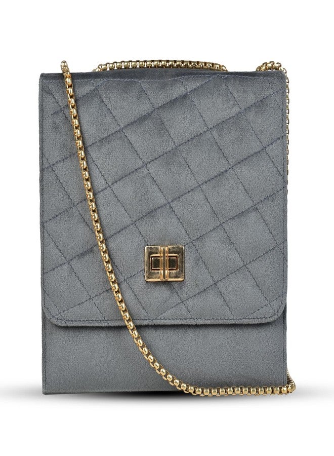 MARKQUES Grey Quilted Sling Bag For Womens - Image 1
