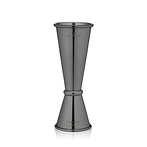 Viski Japanese Style Double Jigger for Cocktails, Bar Kit Essential, 1oz and 2oz with Interior Measurements, Stainless Steel with Gunmetal Finish,Black - Image 1