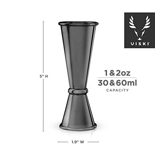 Viski Japanese Style Double Jigger for Cocktails, Bar Kit Essential, 1oz and 2oz with Interior Measurements, Stainless Steel with Gunmetal Finish,Black - Image 5