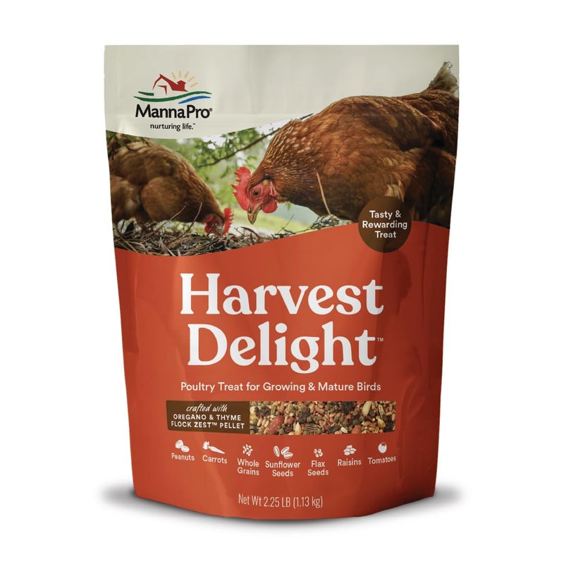 Manna Pro Harvest Delight - Whole Ingredient Chicken Treat - Harvest Mix of Grains, Raisins, Tomatoes, Carrots, Sunflower Seeds - Mixed Flock Poultry Treat - 2.5 lbs - Image 1