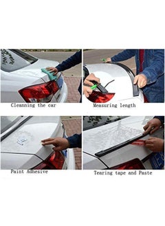 Generic 1.5M Car Bumper Strip Carbon Fiber Rubber Rear Spoiler Wing 40mm Width Universal Exterior Rear Spoiler Kit  - Image 5
