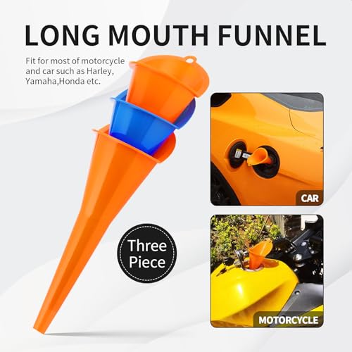 Aferrizu Oil Funnel 3-Pack, Multi Function Plastic Long Neck Oil Funnel - for All Automotive Oils Lubricants Engine Oils Water Diesel Fuel Kerosene - Image 2
