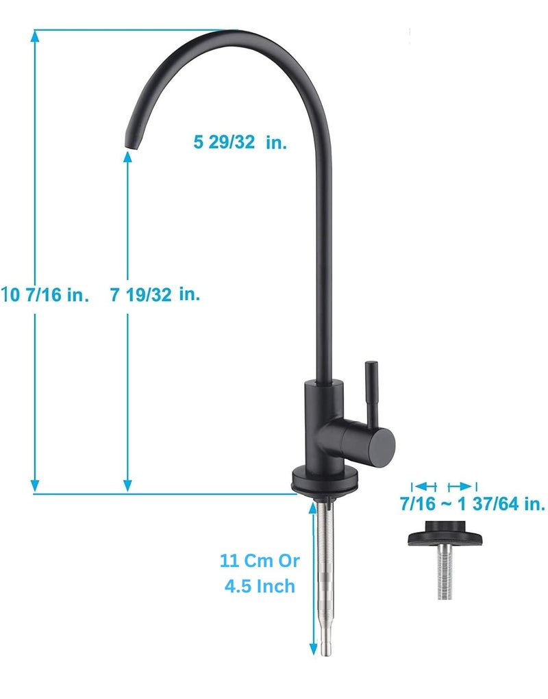 B Backline RO Water purifiers Tap/Faucet SS304 Kitchen Sink Faucet Tap 360� Rotatable RO Drinking Water Filter (Black Matt) - Image 5