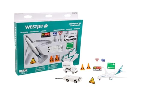 Daron WestJet Airlines Airport Playset with DieCast Metal Model Airplane with Plastic Parts Cars and Transportation Toys for Kids Ages 3 - Image 1