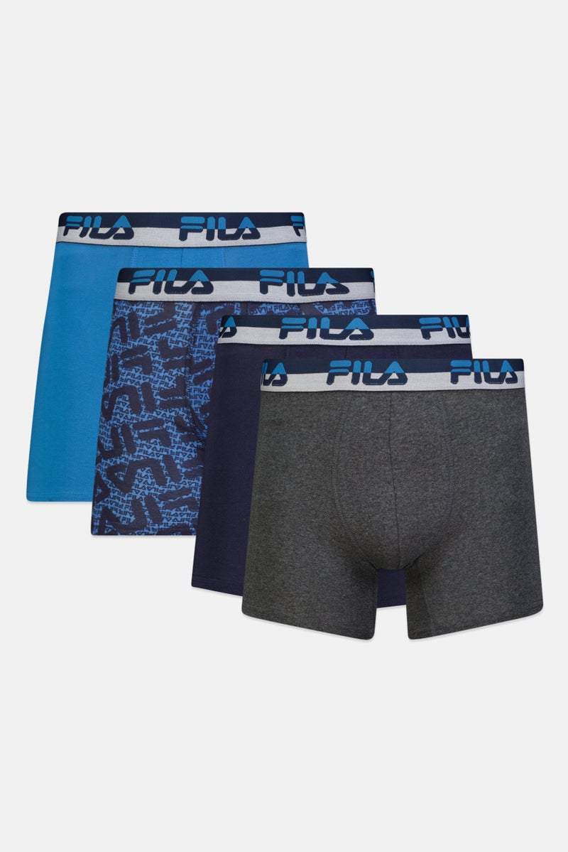 FILA شورت بوكسر للرجال 4 قطع بشعار العلامة التجارية، متعدد الألوان - Image 1