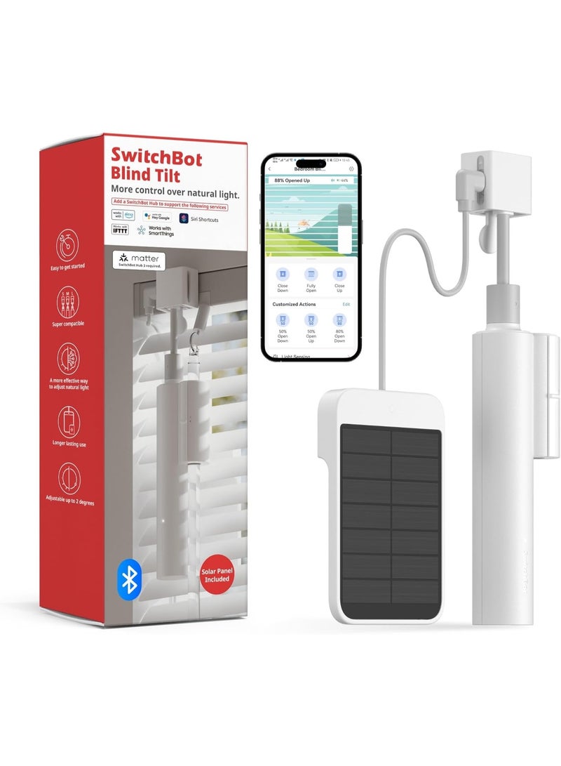 SwitchBot Blind Tilt Smart Motorized Blinds Controller with Solar Panel, Bluetooth App Control, Voice Assistant Support - Image 1