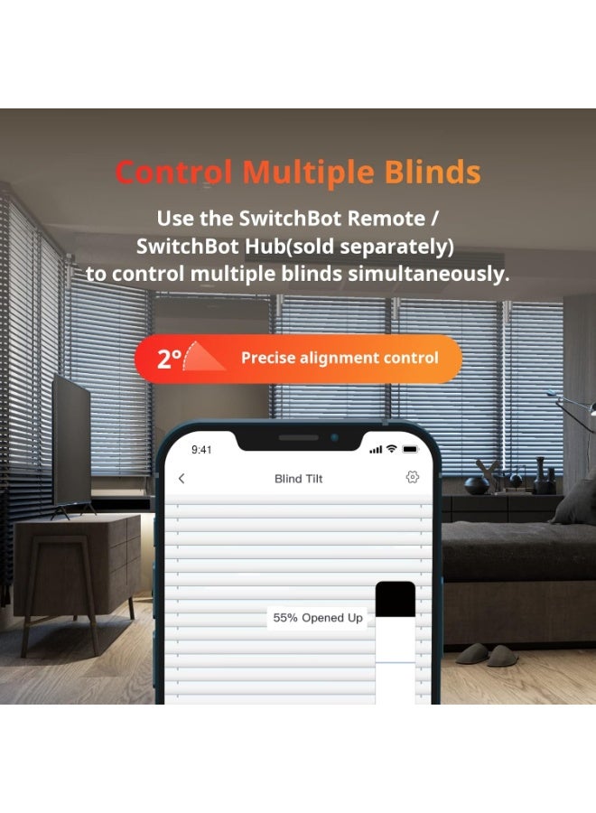 SwitchBot Blind Tilt Smart Motorized Blinds Controller with Solar Panel, Bluetooth App Control, Voice Assistant Support - Image 4