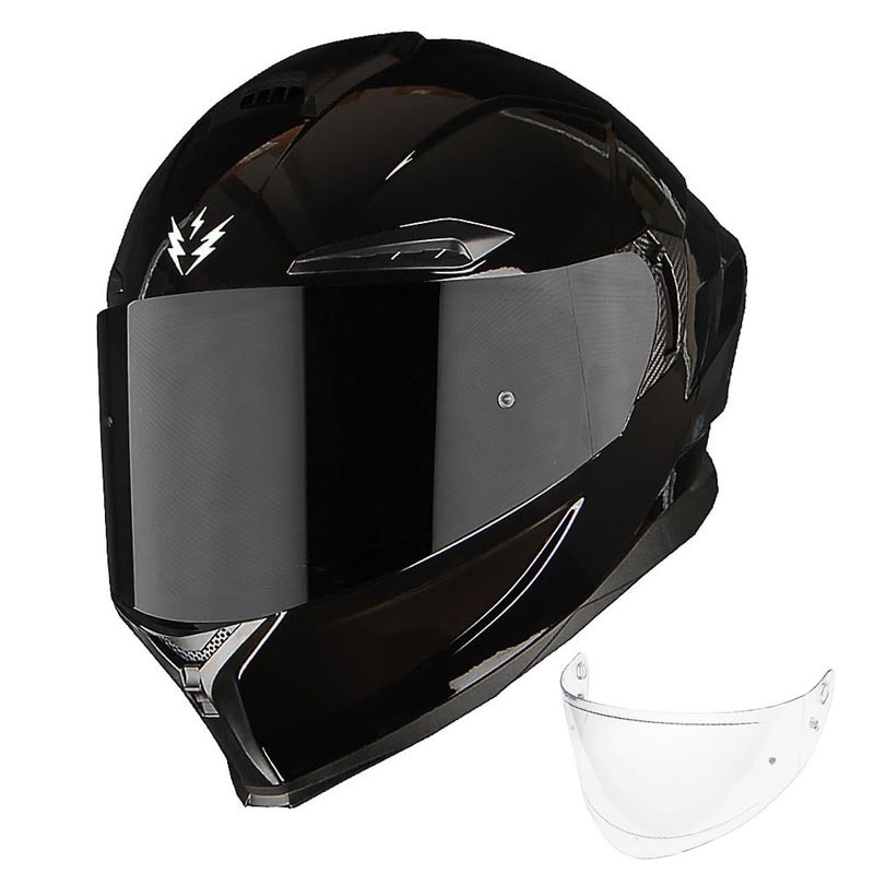 1Storm Motorcycle Full Face Helmet DOT Adults Street Bike Dual Visor Sun Inner Shield with One Extra Clear Shield: Glossy Black - Image 4