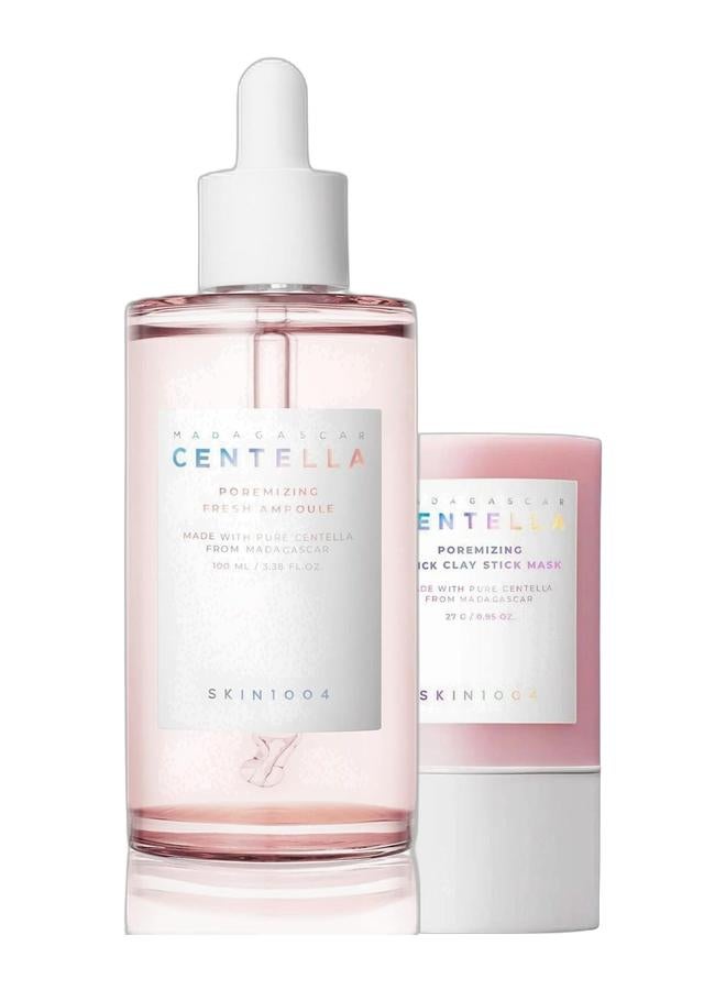 SKIN1004 أمبولة مائية مهدئة من ماداغاسكار، 100 مل وردي + قناع طين سريع مهدئ من ماداغاسكار 27 جرام - Image 1