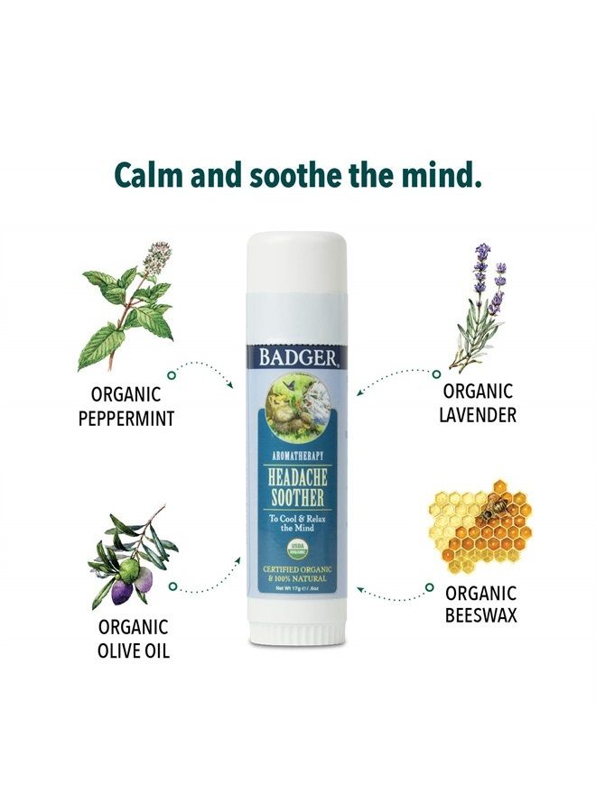 Badger Headache Soother, Aromatherapy Balm Stick, Certified Organic, Headache Relief Aromatherapy Oil, Peppermint Eucalyptus & Lavender Essential Oils, Stress Relief, 0.6 oz - Image 4