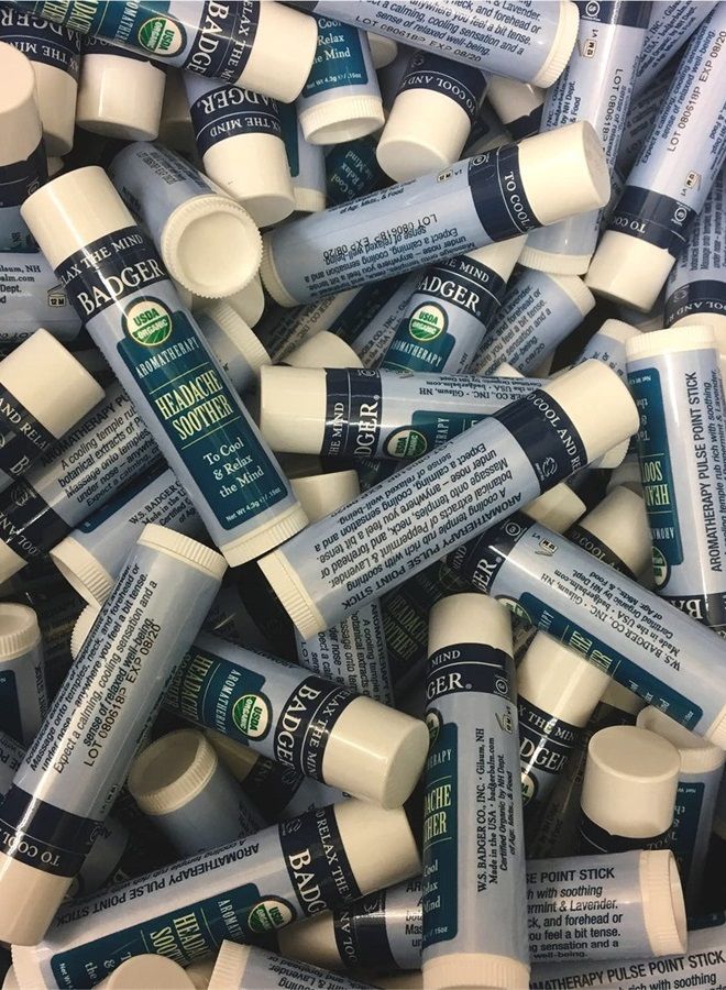 Badger Headache Soother, Aromatherapy Balm Stick, Certified Organic, Headache Relief Aromatherapy Oil, Peppermint Eucalyptus & Lavender Essential Oils, Stress Relief, 0.6 oz - Image 2
