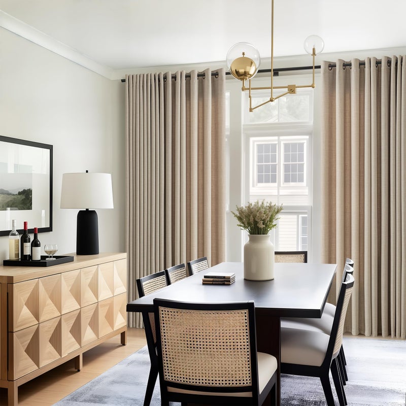DUKIYO Burlywood Birch 102 Inch Linen Curtains 2 Panels Set Grommet Light Filter Burlap Linen Drapes Boho Farmhouse Semi Sheer Window Curtain 102 Inches Length for Living Room Sliding Glass Patio Door - Image 2