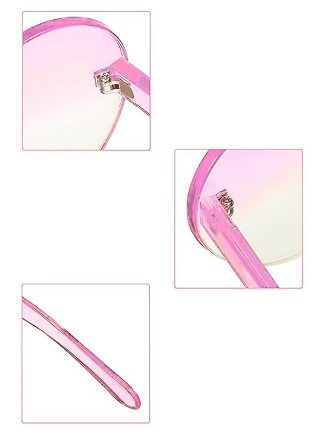 Rimless Transparent Heart Shape Sunglasses, Trendy Rimless Transparent Candy Color Heart Glasses for Party Favor (Pink-white gradient) - Image 3
