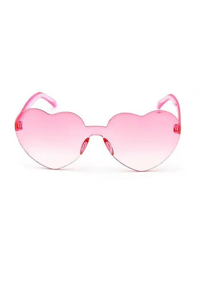 Rimless Transparent Heart Shape Sunglasses, Trendy Rimless Transparent Candy Color Heart Glasses for Party Favor (Pink-white gradient) - Image 2
