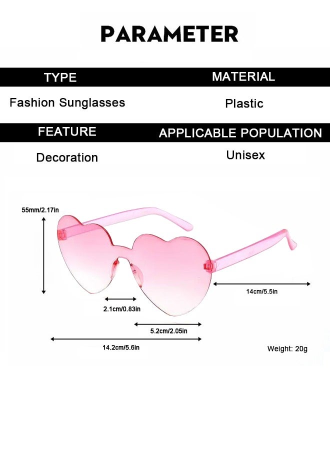 Rimless Transparent Heart Shape Sunglasses, Trendy Rimless Transparent Candy Color Heart Glasses for Party Favor (Pink-white gradient) - Image 4