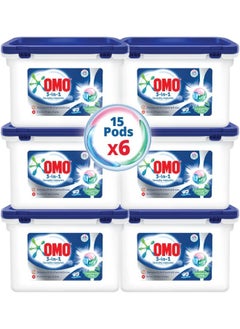 Omo OMO 3-in-1 Laundry Capsules, Eucalyptus, 15 pcs, Pack of 6  - Image 1
