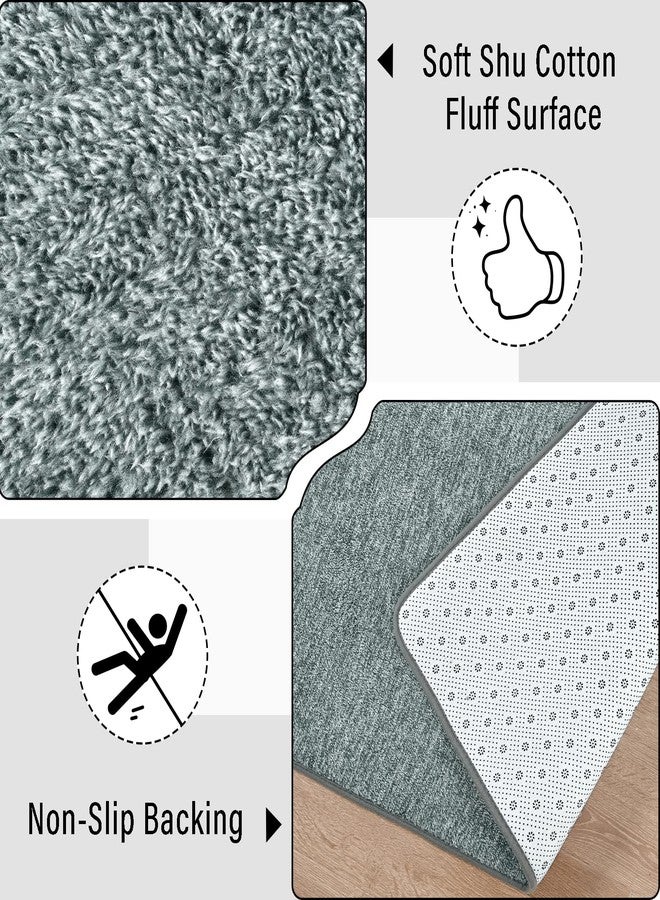 Keeko 5x8 Area Rugs for Living Room, Soft Modern Memory Foam Bedroom Rug Washable Indoor Rug Low Pile Minimalist Non-Slip Carpet Big Rugs for Kids Nursery Room Home Decor Grey and Green - Image 4