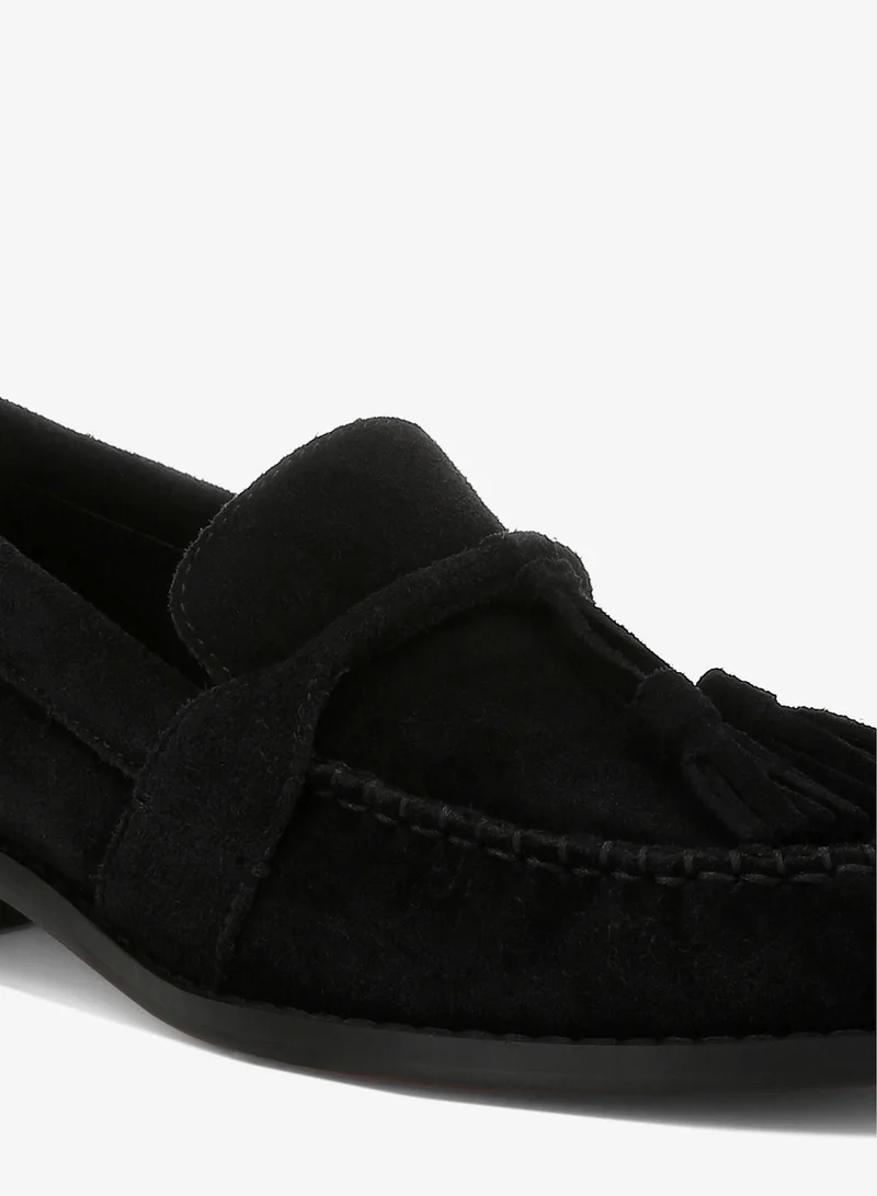 London Rag Black Tassels Detail Suede Loafers in Black for Women | Best Price UAE