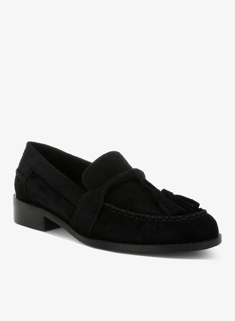 London Rag Black Tassels Detail Suede Loafers in Black for Women | Best Price UAE