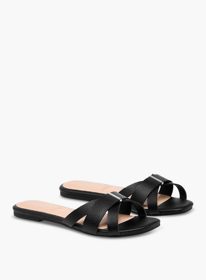 Celeste Women'S Solid Slip-On Cross Strap Sandals - Image 1