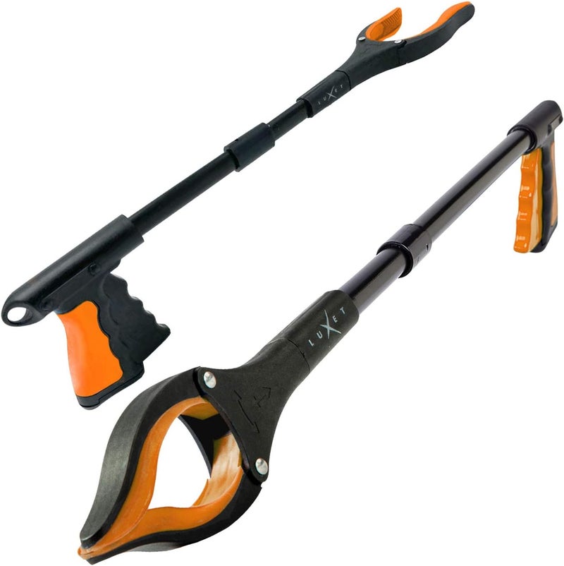 Luxet Grabber Reacher Tool 19 Inch Long, Foldable Pick Up Stick - Strong Grip Magnetic Tip - Heavy Duty Trash Picker Claw Reacher Grabber Tool Elderly Wheelchair Mobility Aid (Orange) - Image 2